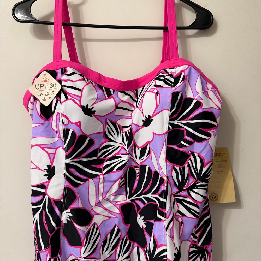 ZeroXposur Pink & Lavender Floral Peplum Tankini Top
